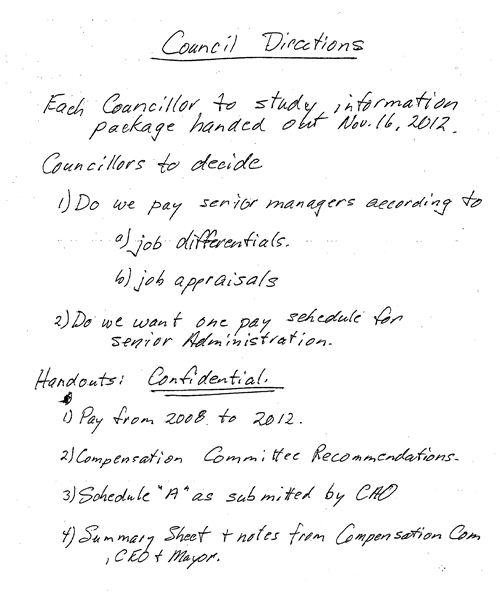 Image de la note distribuée par le maire concernant les directives du Conseil (en anglais)