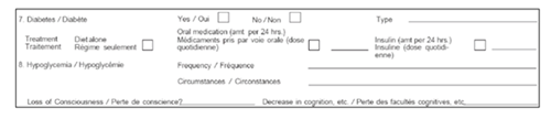 Figure 3 : Extrait du formulaire de Rapport médical. Le formulaire complet se trouve à l’Annexe E.