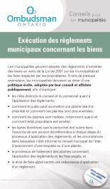 Brochure intitulée "Exécution des règlements municipaux concernant les biens"