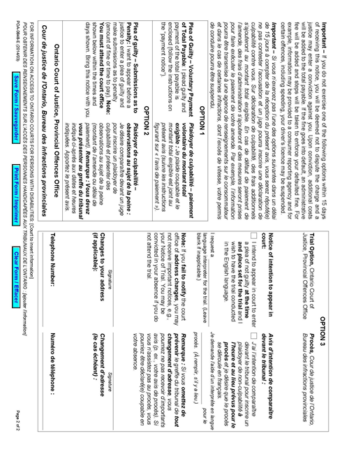 Page 2 of the Offence Notice Form